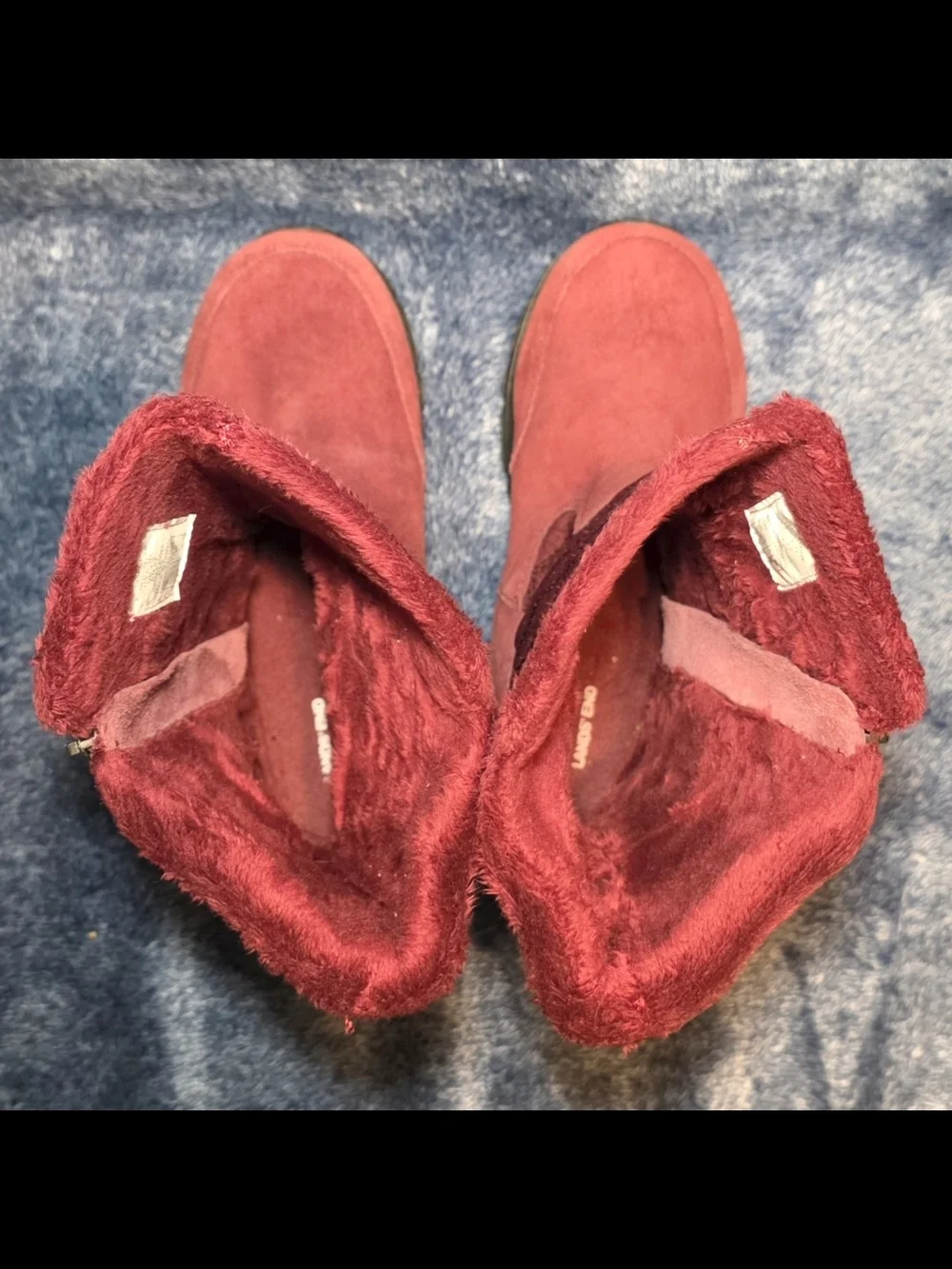 Lands' End Women's Quilted Suede Winter Boots - Burgundy